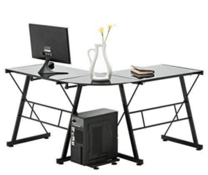 Mecor L Shape Tempered Glass Computer Desk